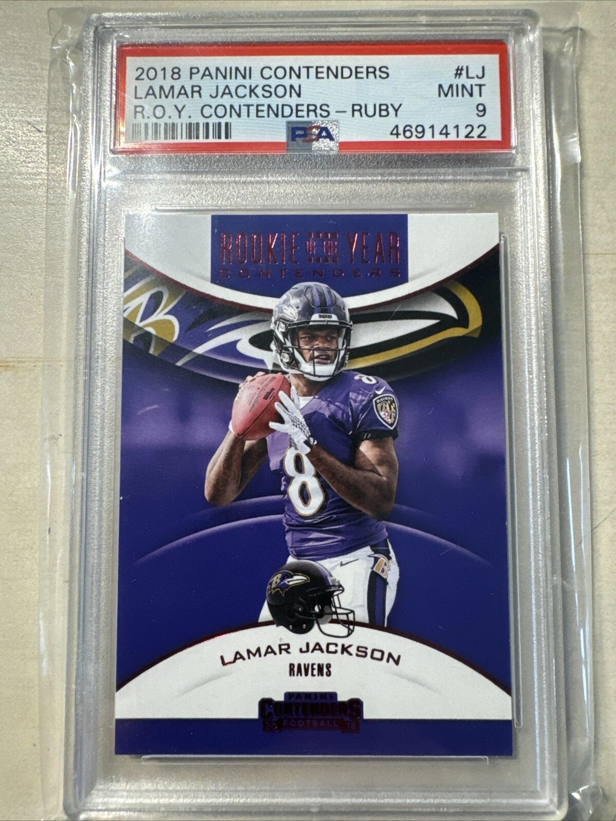 Lamar Jackson Panini Contenders Rookie of the Year Contenders #LJ Ruby