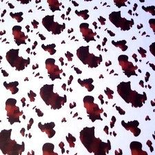 Brown White Cow Hide Print Poly Cotton Fabric 58" By The Yard Western Spotted