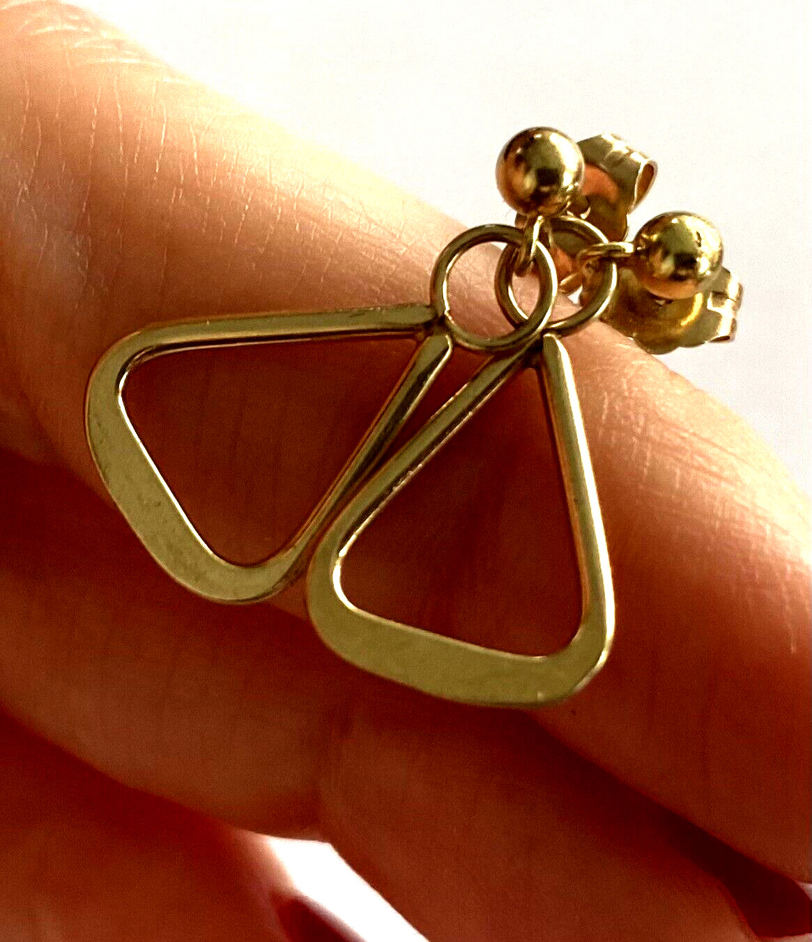 14K Solid Yellow Gold Pierced Dangle Drop Ladies … - image 3