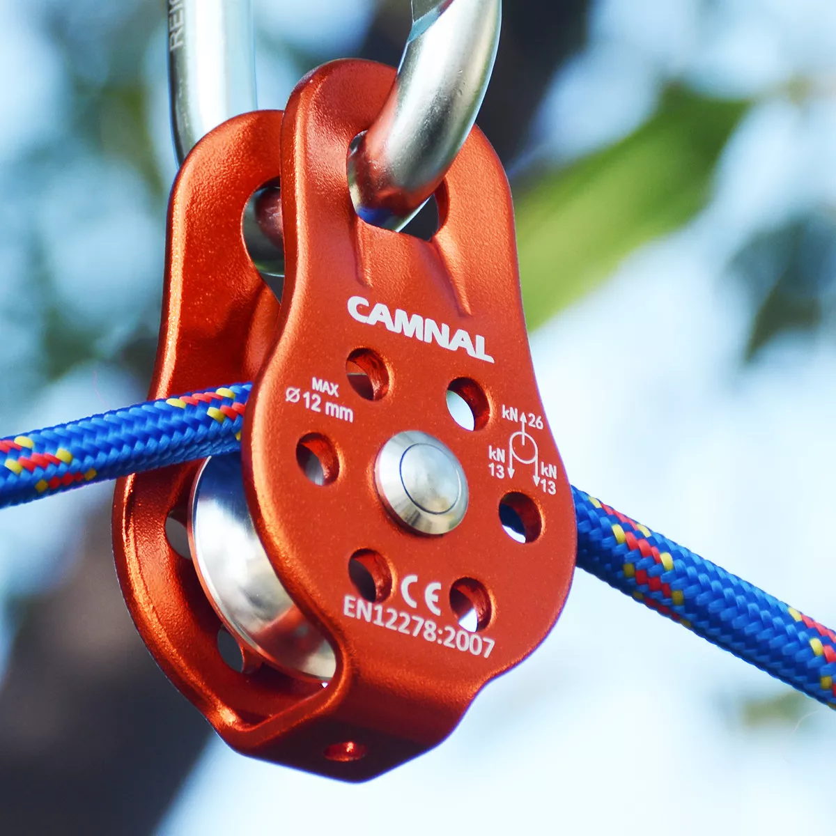Rock Tree Climbing Pulley Arborist Rope Rigging Block Equipment Tool Orange 26KN