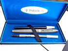 PARKER 75 SOLID STERLING SILVER CISELE GOLD ROLLERBALL PEN FLAT TASSIES CASE USA — photo 8
