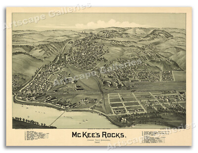 McKee's Rocks Pennsylvania 1901 Historic Panoramic Town Map - 20x28