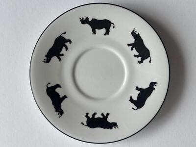KÖNITZ Dekor SAFARI Untertasse Nashorn, Designer R.Drescher, Porzellan, 13 cm