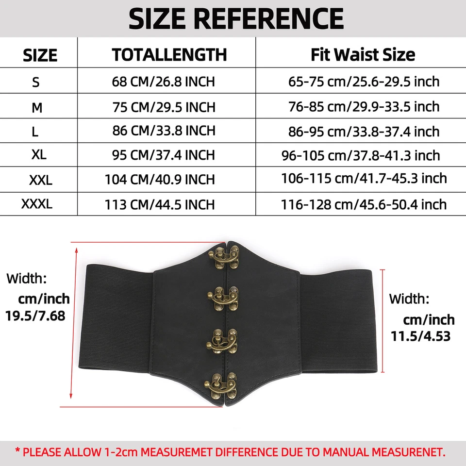Womens Steampunk Pirate Costumes Corset Belts Retro Buckle Wide Waist Cincher - Image 3 of 4