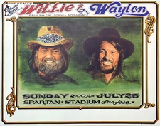 Willie Nelson & Waylon Jennings – Vintage 1982 concert poster, original; mint