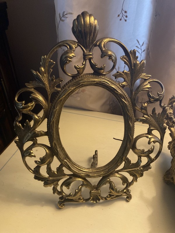 Antique Picture Frame Gold Brass Ornate Iron Art Photograph Photography