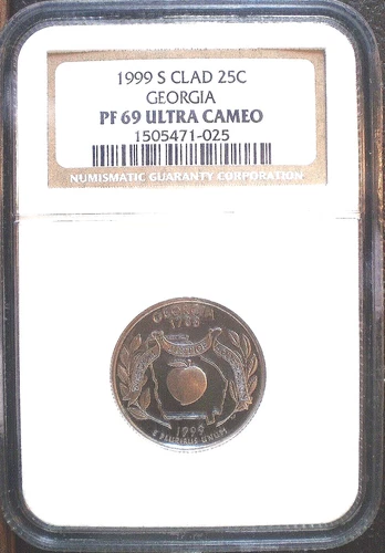 1999 S 25C Proof  Georgia Quarter,  NGC PF 69 UC Clad, First Year Statehood 1/4s