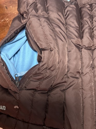 LL Bean Vest Kids Brown Teal Lined Sz 8 Goose Down Quilted Puffer Vest - Picture 9 of 10