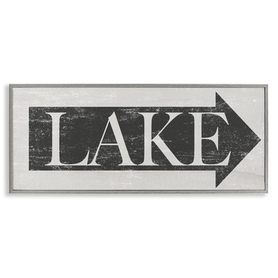 Lake Arrow Sign Grey and White Distressed, Design by Daphne Polselli Gray Fra...