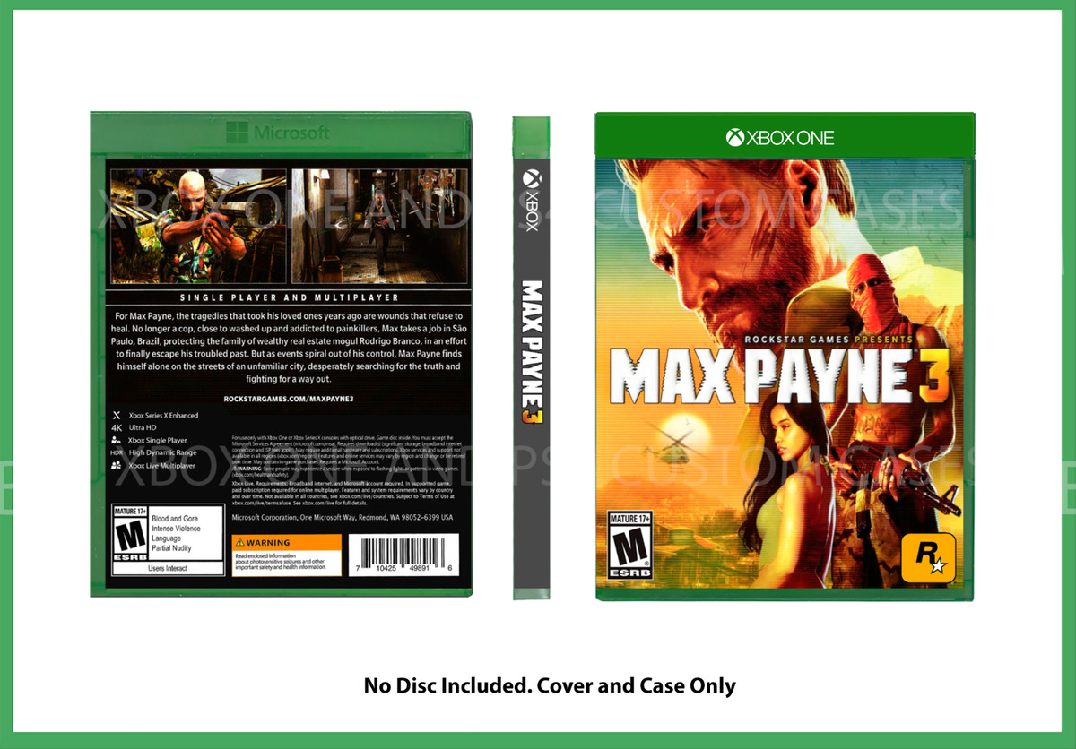 CUSTM CASE REPLACEMENT NO DISC Max Payne 3 XBOX SEE DESCRIPTION