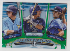 BRENDAN MCKAY 2018 Bowman Chrome Talent Pipeline Green Refractor #D 76/99 Rays