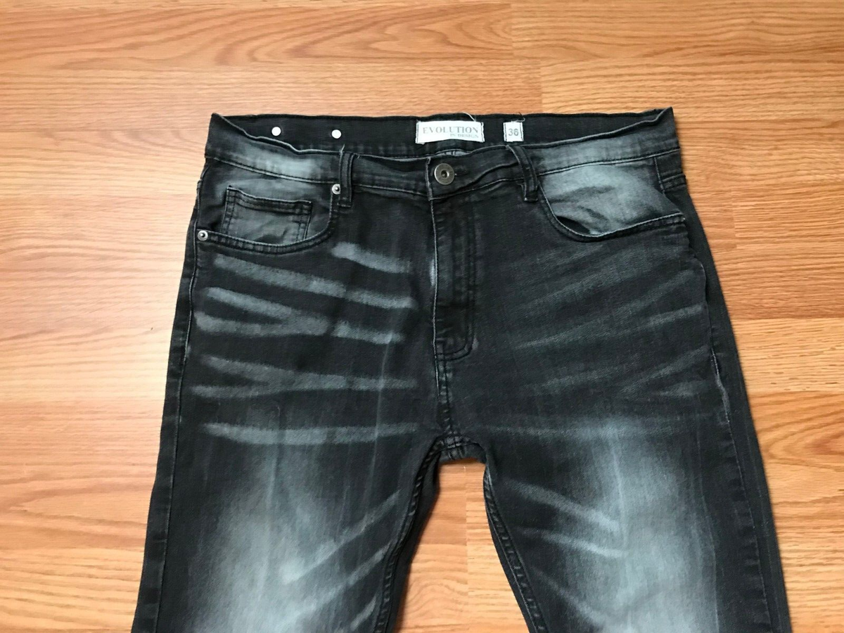 Evolution In Design Jeans Mens 36x32* Gray Faded Straight Cotton