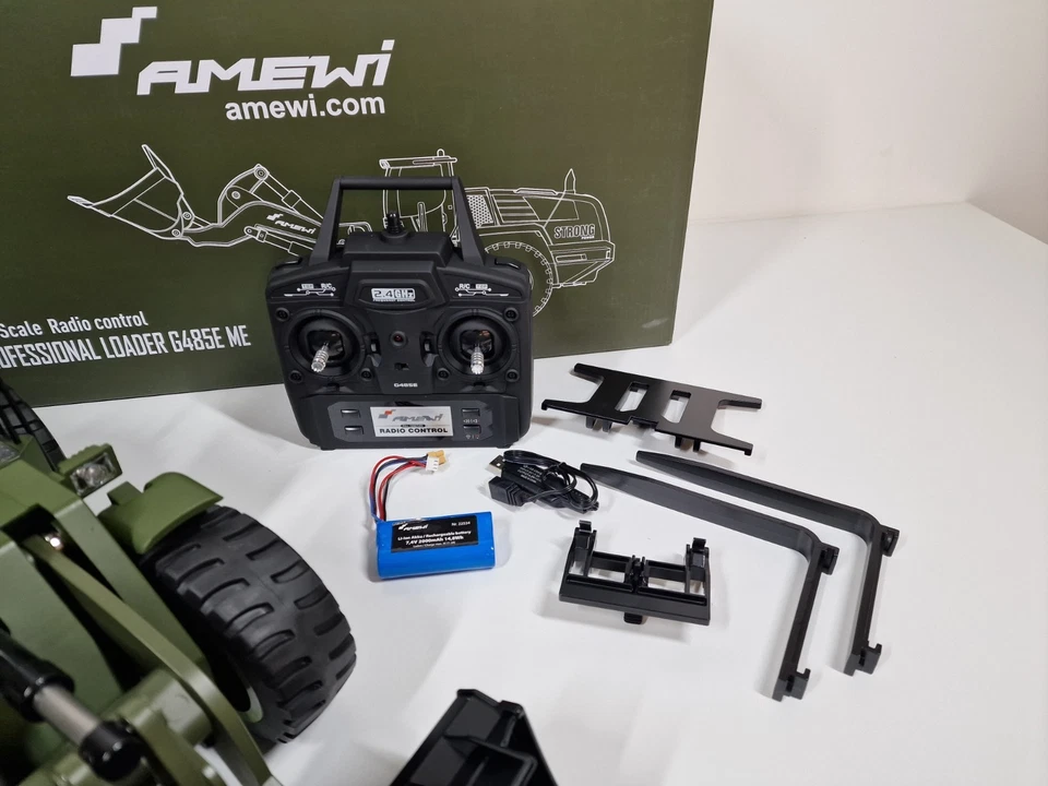 Amewi 22534 Rc Radlader G485E ME 1:14 10-Kanal Militär Teilmetall 2.4Ghz RTR-Set - Bild 2 von 4