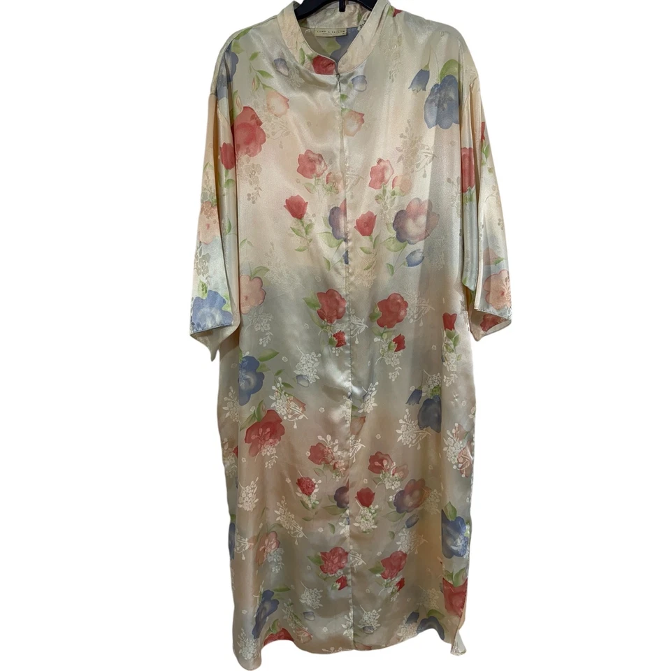 "LORD & TAYLOR'S" винтажный халат, кремовый цветочный, кафтан, Loungewear, 60-х, 70-х? - Изображение 2 из 4