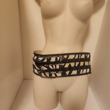 Vintage Bebe Zebra leather calf hair belt 4.5" wide 33" long