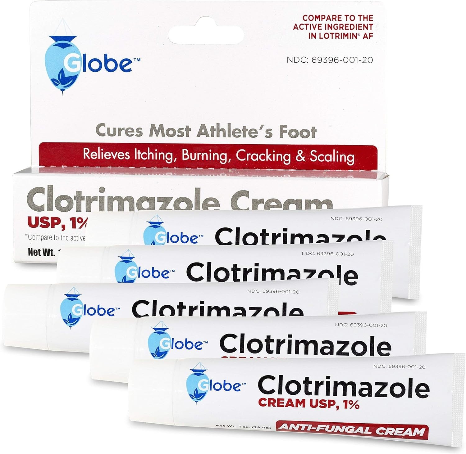 5Pack Anti-Fungal Cream Cure Athletes Foot, Jock Itch, Compare to Lotrimin AF 1%