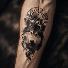 Temporary Fake Tattoo Sticker Disposable Tattoo Wolf Watch Theme NEW