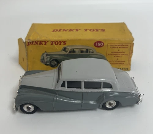Vintage Dinky Toys 150 Rolls-Royce Silver Wrath Two Tone Grey In Original Box