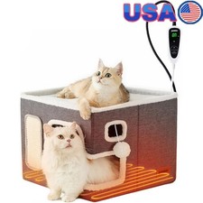 Heated Cat House W/ Timer  Temperature Control Safe Comfortable Pet Den New