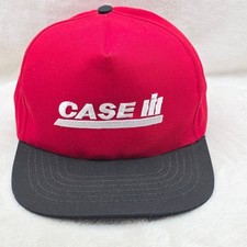 Vintage Case IH Hat Cap Snap Back Red Black Tractor Farm Workwear Made in USA