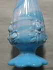 Vintage Fenton Blue & White Slag Glass Cabbage Rose Bud Vase