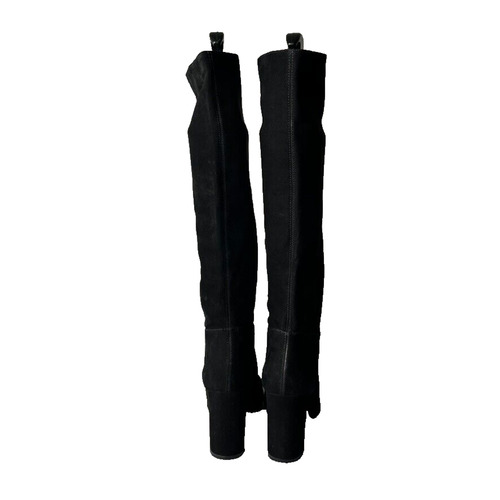 Schutz Jureci Tall Boots Women's Size 8 B Black Suede Leather Block Heeled - Picture 3 of 11