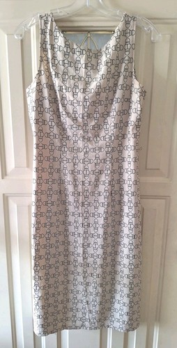 Windsor Womans 7 M Tan Black Geometric Sleeveless Preppy Sheath Mini Dress Y2k - 第 1/11 張圖片