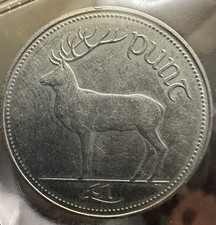 1990 Ireland Punt 1 One Pound - Irish Coin - Red Deer and Harp - AU Condition