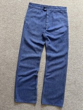 Vintage French Blue Faded Canvas Cotton Works Sanfor Chore Pants Size 46