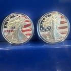 Lot Of 2 - 2023 Silver Eagles 1 Oz. of .999 Silver - Flags Of The World