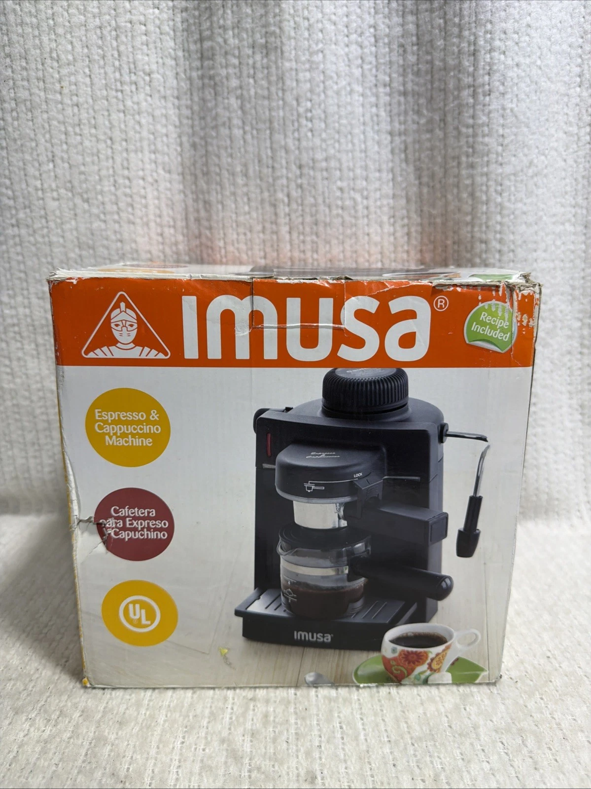 Imusa 4 Cup 800W Espresso/Cappuccino Machine - Black NEW