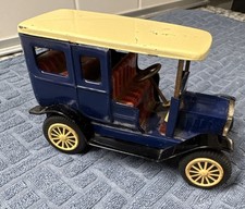 Vintage Tin Toy Car Blue and Yellow Made in Japan for 17 Years Up