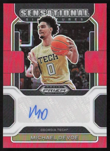 2022 Prizm Sensational Signatures Red /199 Michael Devoe #SS-MDE Georgia Tech