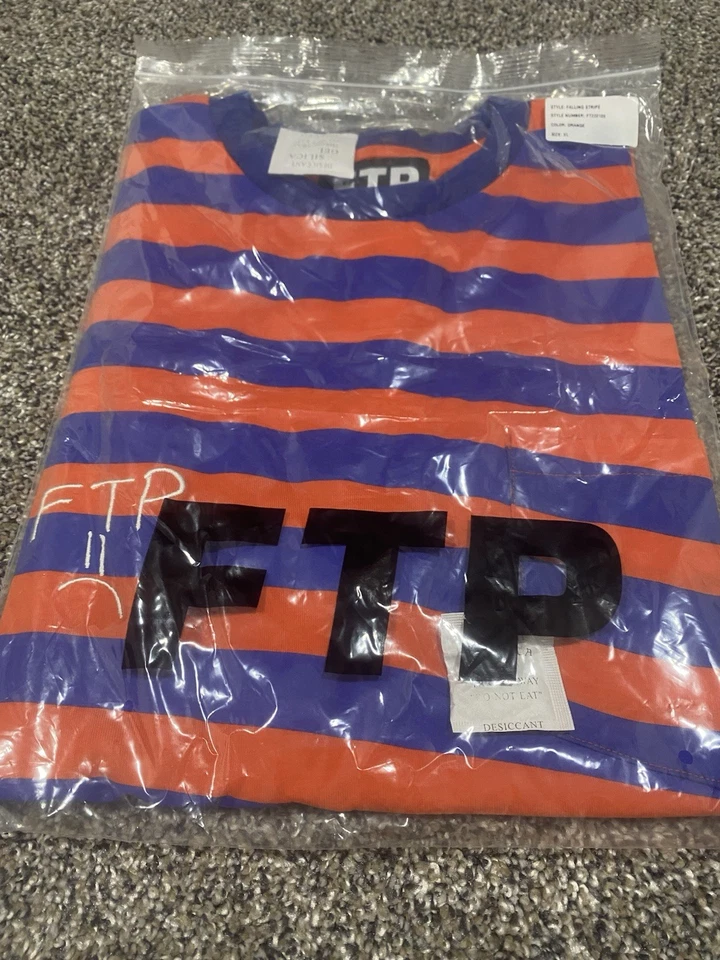 FTP падения полоски карман футболка XL оранжевый/синий - Изображение 2 из 3