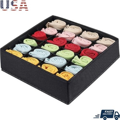 Foldable Sock Organizer Non-Woven Storage Box 24 Compartments Space Saver New