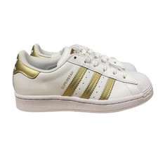 Adidas Superstar Mujer Talla 6 Informal Retro Zapato Blanco Dorado Zapatilla Deportiva (Usado Una Vez)