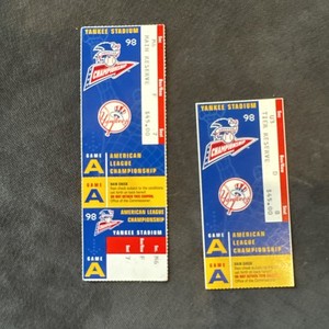 Lot (2) Yankees 1998 ALCS Game #1 Ticket Stubs Jeter Famous Jump Throw vs CLE