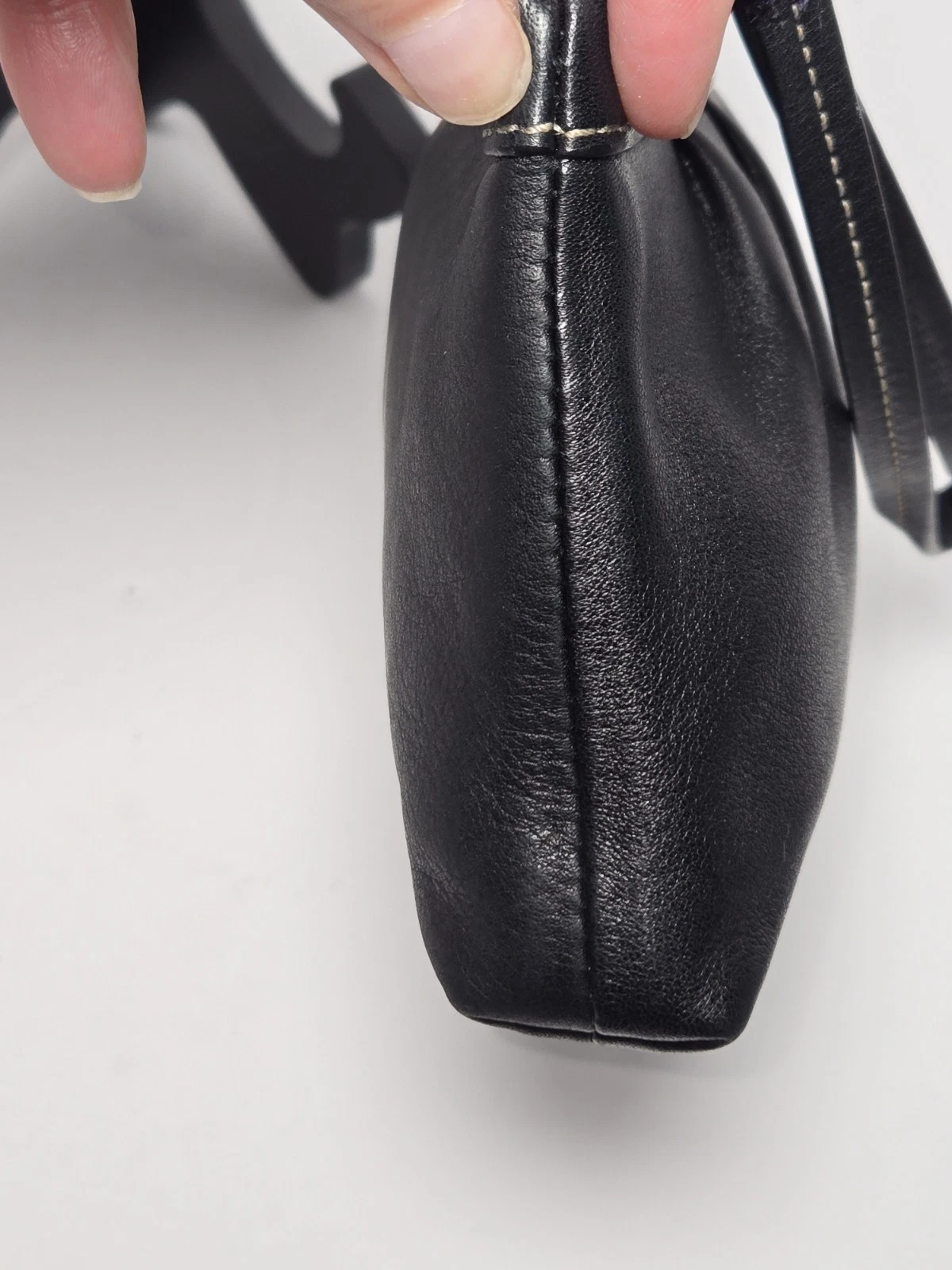 Autentico bracciale Coach plissettato nero con ferramenta argento