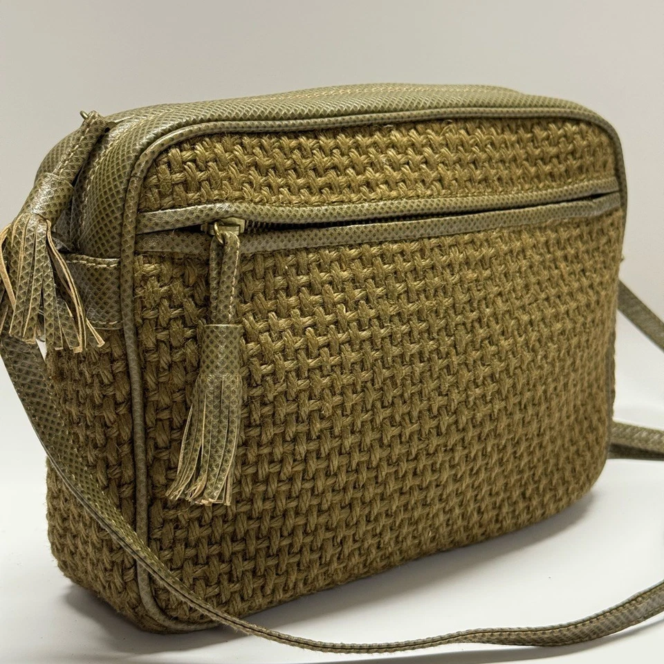 Bolso Bandolera Bottega Veneta Vintage Tejido Yute - Verde Oliva Foto 3 de 4