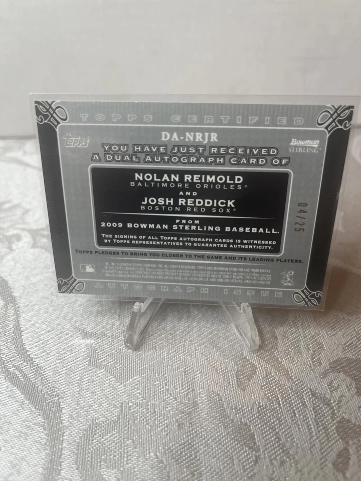 2009 Bowman Sterling Nolan Reimold Josh reddick black refractor dual rc auto /25 - Image 2 of 2