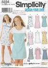 A46 SIMPLICITY 5234: GIRL'S DRESS SIZE 8.5-16.5 SEWING PATTERN