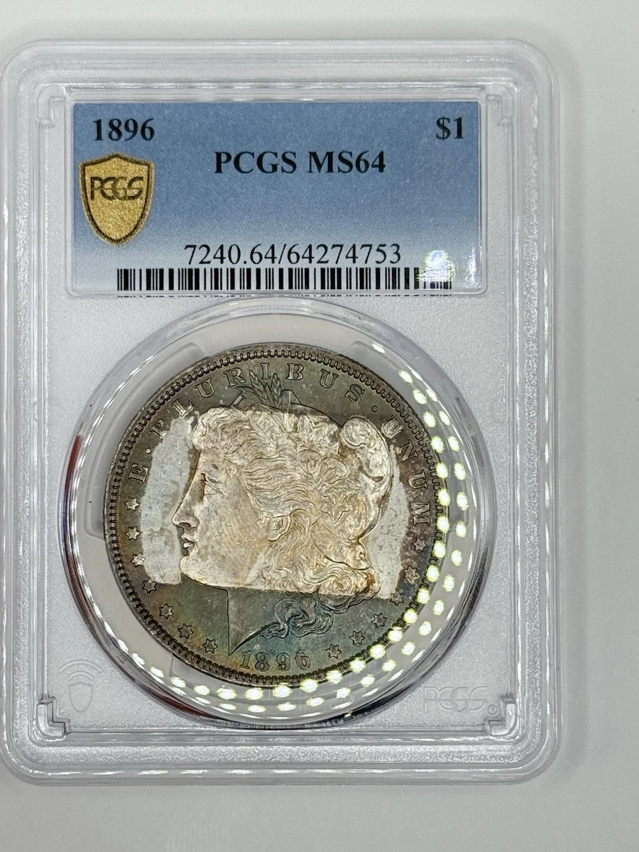 PCGS Certified MS 64 Graded 1896 Year Morgan US Dollars (1878-1921
