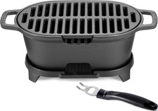 Mini Parrilla Hibachi Exterior, Portátil Pequeña Parrilla de Carbón y Mesa Hierro Fundido
