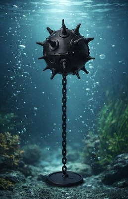3D Druck Unterwasser Mine Aquarium Deko | Sci-Fi Steampunk | Schwimmend |Schwarz
