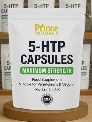PRINCE SUPPLEMENTS 5HTP Capsules 600 mg High strength Insomnia , Relaxation ,Improve Mood UK made
