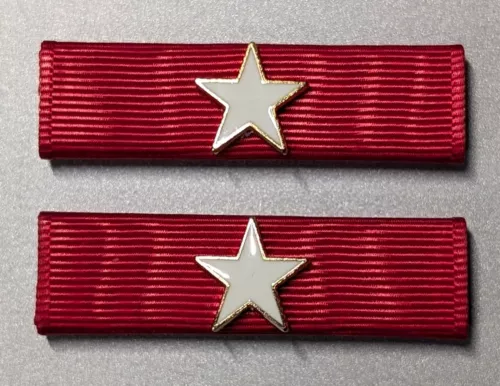Lone Star Distinguished Service Medal -Moiré Ribbon- Glued Stars- Set of 2-