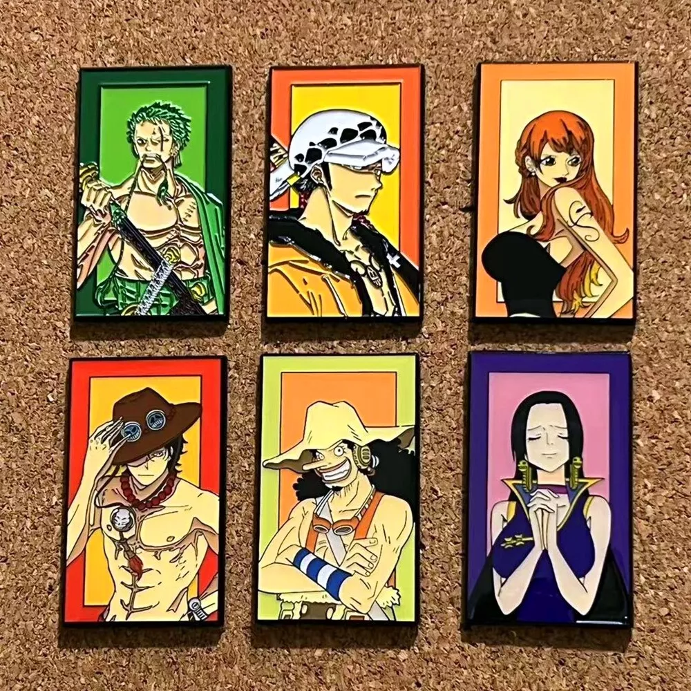 6pcs Anime One Piece characters Enamel Pins Set Metal Badge Collectible Gift