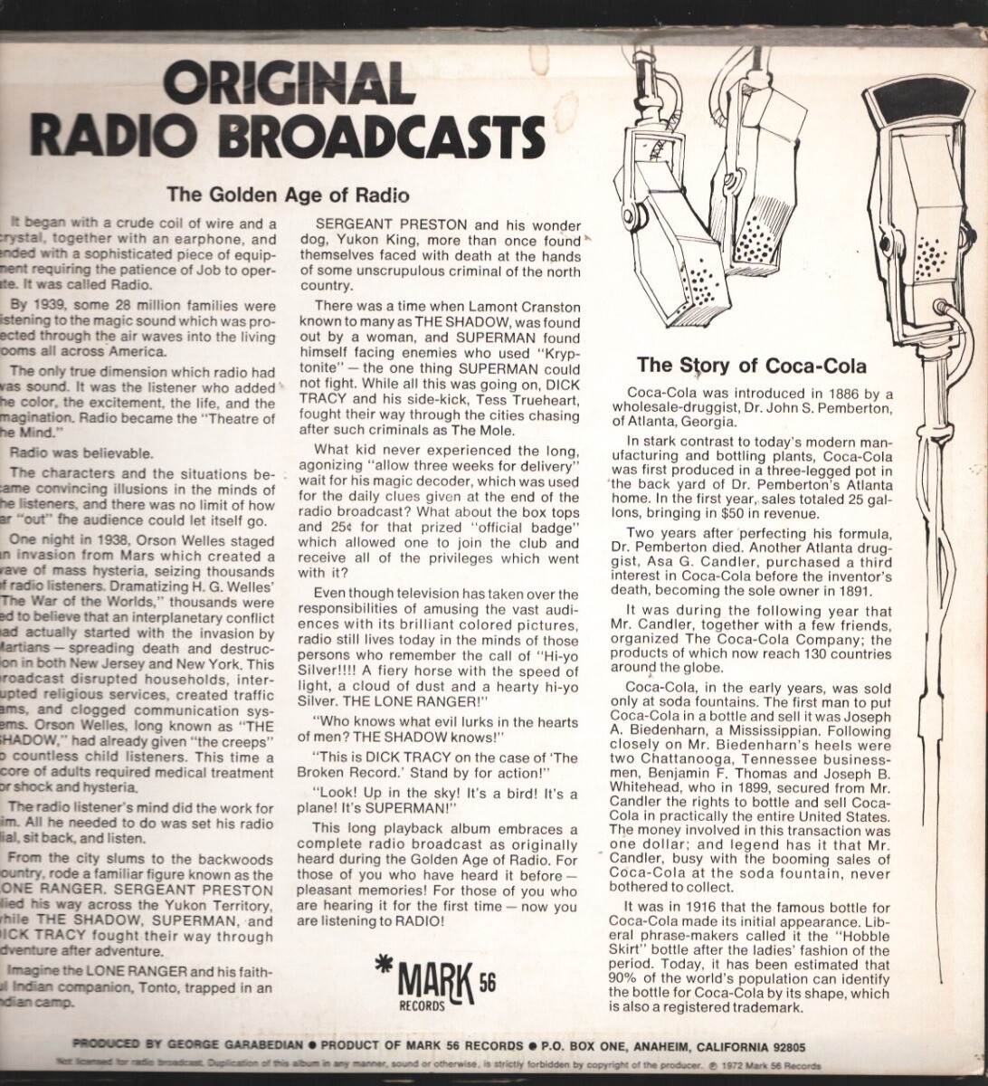 Shadow Radio Program Shadow Radio Program Record Album 1973-2 original radio broadcasts ...