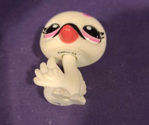Autentico Littlest Pet Shop #3559 Cigno bianco fucsia nero fiocco rosa occhi a punti LPS - Foto 7 di 7