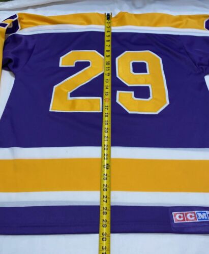 1980-1988 Los Angeles Kings #29 maglia vintage NHL hockey away grande CCM Maska - Foto 10 di 11
